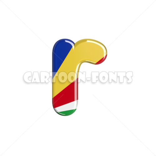 seychellois flag font R - Lowercase 3d character - Cartoon fonts - High quality 3d letters and signs illustrations