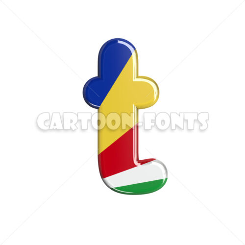 Seychelles letter T - lowercase 3d letter - Cartoon fonts - High quality 3d letters and signs illustrations