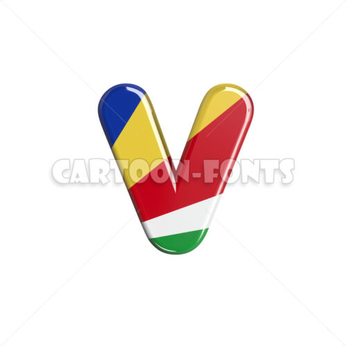 seychellois flag character V - Minuscule 3d font - Cartoon fonts - High quality 3d letters and signs illustrations