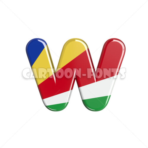 seychelles flag font W - Small 3d letter - Cartoon fonts - High quality 3d letters and signs illustrations