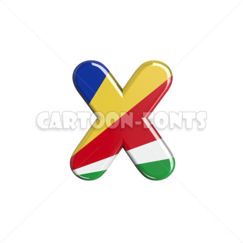 seychellois flag character X - lowercase 3d font - Cartoon fonts - High quality 3d letters and signs illustrations