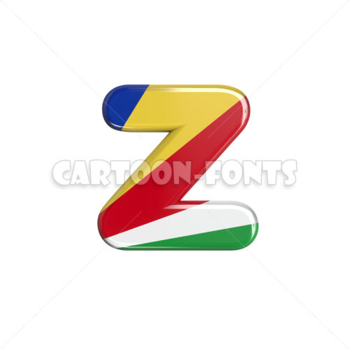 seychellois flag letter Z - lowercase 3d character - Cartoon fonts - High quality 3d letters and signs illustrations
