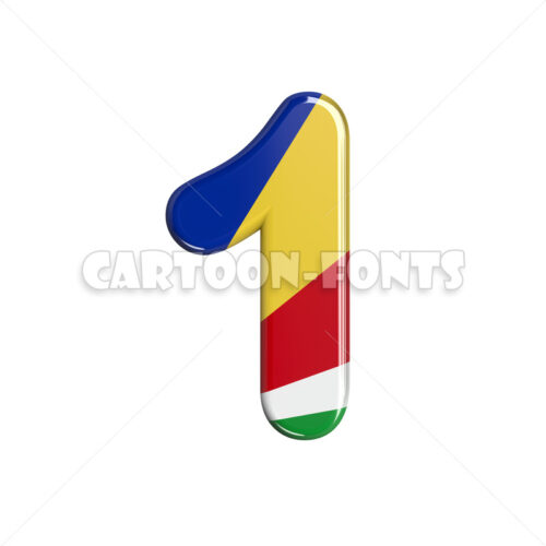 seychelles flag numeral 1 - 3d digit - Cartoon fonts - High quality 3d letters and signs illustrations