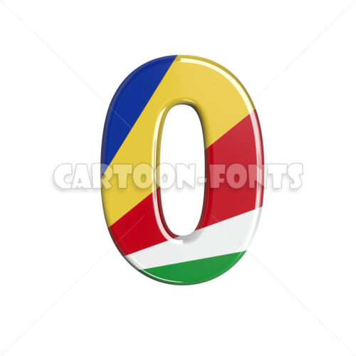 seychellois flag numeral 0 - 3d number - Cartoon fonts - High quality 3d letters and signs illustrations