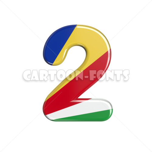 seychelles flag numeral 2 - 3d number - Cartoon fonts - High quality 3d letters and signs illustrations