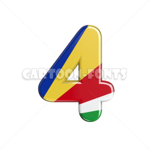 seychelles flag numeral 4 - 3d number - Cartoon fonts - High quality 3d letters and signs illustrations