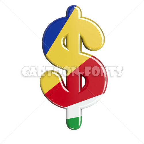 seychellois flag dollar money - 3d Currency symbol - Cartoon fonts - High quality 3d letters and signs illustrations