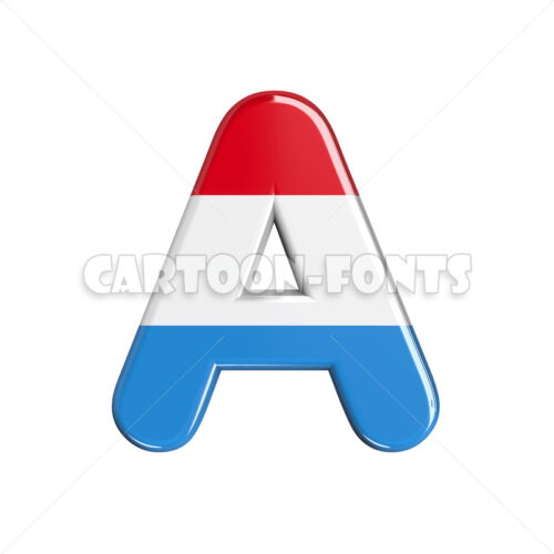 luxembourger flag font A - Large 3d letter - Cartoon fonts - High quality 3d letters and signs illustrations