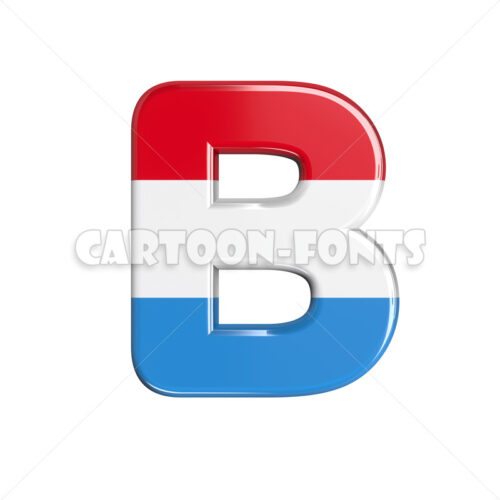 flag of Luxembourg character B - Uppercase 3d letter - Cartoon fonts - High quality 3d letters and signs illustrations