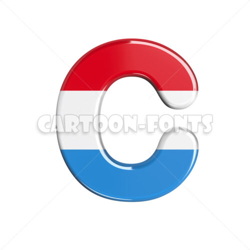luxembourger flag character C - Uppercase 3d font - Cartoon fonts - High quality 3d letters and signs illustrations