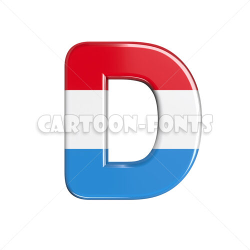Luxembourg letter D - Large 3d font - Cartoon fonts - High quality 3d letters and signs illustrations