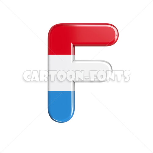 luxembourger flag character F - Large 3d letter - Cartoon fonts - High quality 3d letters and signs illustrations