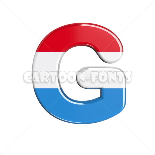 luxembourger flag letter G - Uppercase 3d character - Cartoon fonts - High quality 3d letters and signs illustrations