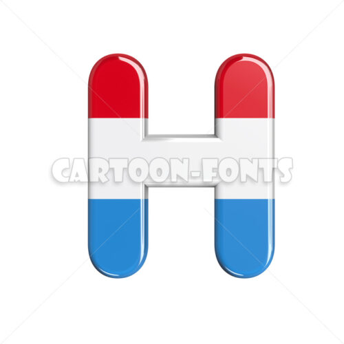 luxembourger flag font H - Capital 3d letter - Cartoon fonts - High quality 3d letters and signs illustrations