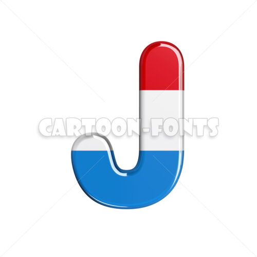 flag of Luxembourg letter J - capital 3d font - Cartoon fonts - High quality 3d letters and signs illustrations