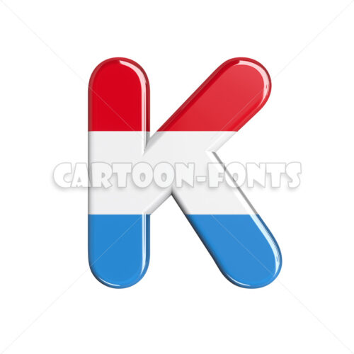 luxembourger flag character K - Uppercase 3d letter - Cartoon fonts - High quality 3d letters and signs illustrations