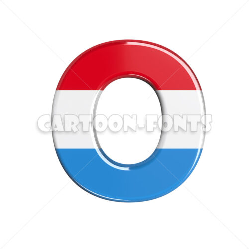 flag of Luxembourg character O - Upper-case 3d letter - Cartoon fonts - High quality 3d letters and signs illustrations