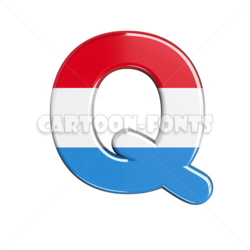 Luxembourg flag letter Q - capital 3d font - Cartoon fonts - High quality 3d letters and signs illustrations