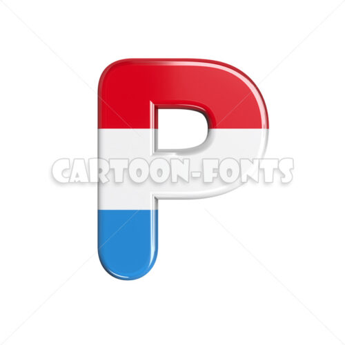 Luxembourg letter P - large 3d character - Cartoon fonts - High quality 3d letters and signs illustrations