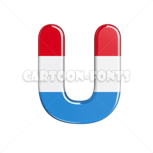 luxembourger flag character U - uppercase 3d letter - Cartoon fonts - High quality 3d letters and signs illustrations