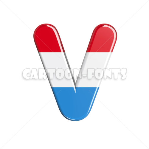 luxembourger flag font V - large 3d letter - Cartoon fonts - High quality 3d letters and signs illustrations