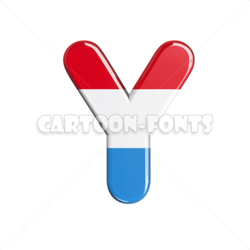 luxembourger flag letter Y - Upper-case 3d font - Cartoon fonts - High quality 3d letters and signs illustrations