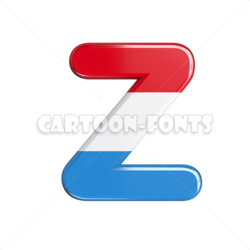 Luxembourg flag character Z - large 3d letter - Cartoon fonts - High quality 3d letters and signs illustrations
