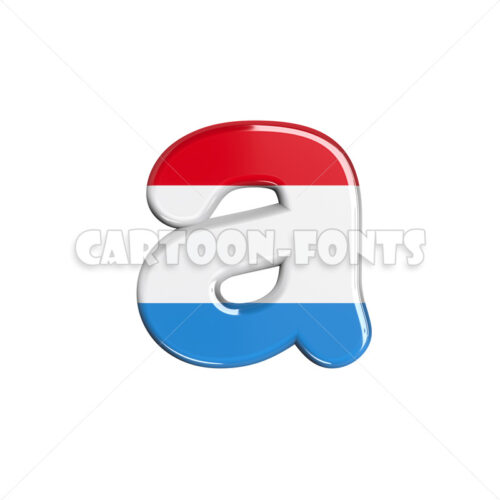 luxembourger flag character A - Lower-case 3d font - Cartoon fonts - High quality 3d letters and signs illustrations
