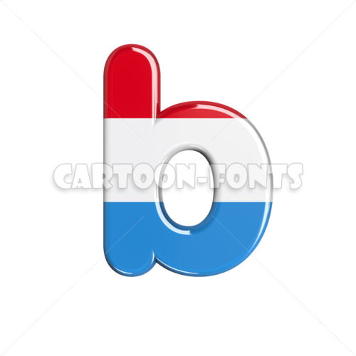 Luxembourg flag font B - lowercase 3d character - Cartoon fonts - High quality 3d letters and signs illustrations