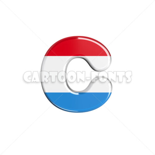 Luxembourg flag letter C - Lower-case 3d font - Cartoon fonts - High quality 3d letters and signs illustrations