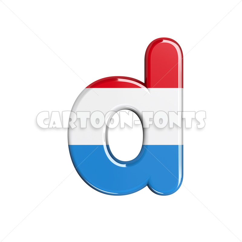 Luxembourg character D - Lower-case 3d letter - Cartoon fonts - High quality 3d letters and signs illustrations