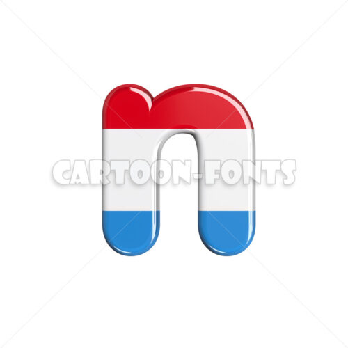 luxembourger flag character N - Minuscule 3d letter - Cartoon fonts - High quality 3d letters and signs illustrations