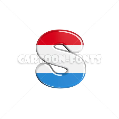 Luxembourg character S - Small 3d letter - Cartoon fonts - High quality 3d letters and signs illustrations
