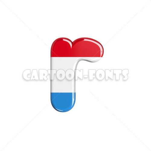 luxembourger flag font R - Lowercase 3d character - Cartoon fonts - High quality 3d letters and signs illustrations
