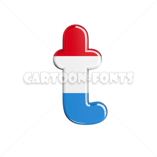 Luxembourg letter T - lowercase 3d letter - Cartoon fonts - High quality 3d letters and signs illustrations