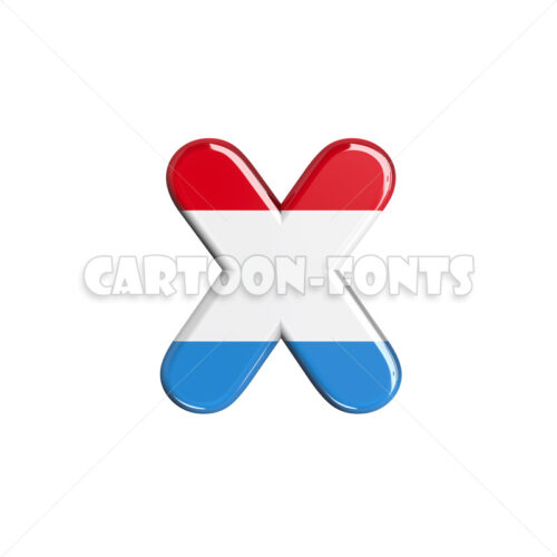 luxembourger flag character X - lowercase 3d font - Cartoon fonts - High quality 3d letters and signs illustrations
