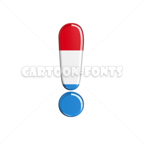 flag of Luxembourg exclamation point - 3d sign - Cartoon fonts - High quality 3d letters and signs illustrations