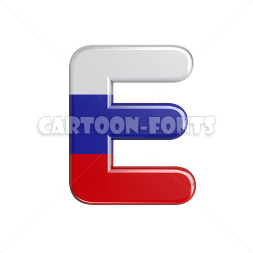 Russia font E - Uppercase 3d character - Cartoon fonts - High quality 3d letters and signs illustrations