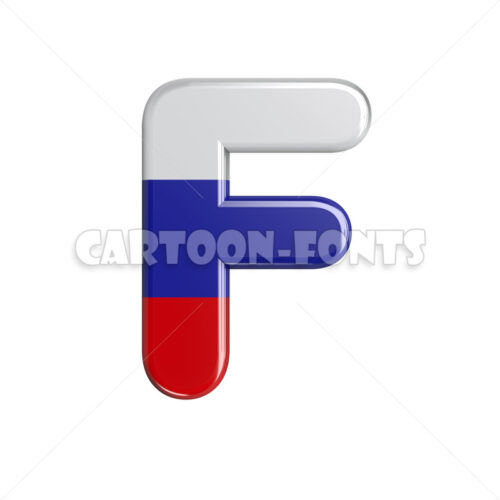 russian flag character F - Large 3d letter - Cartoon fonts - High quality 3d letters and signs illustrations