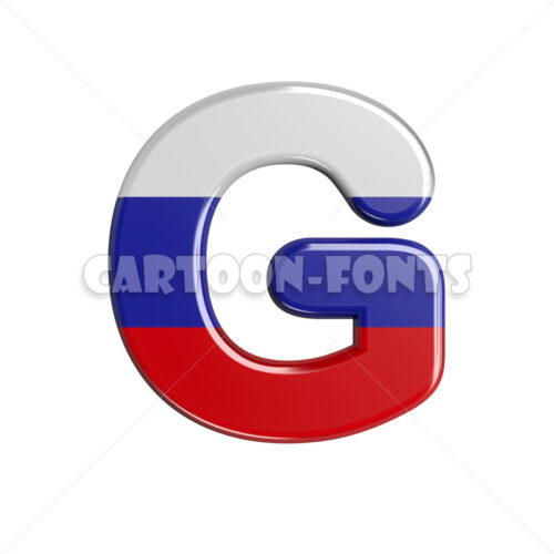 russian flag letter G - Uppercase 3d character - Cartoon fonts - High quality 3d letters and signs illustrations