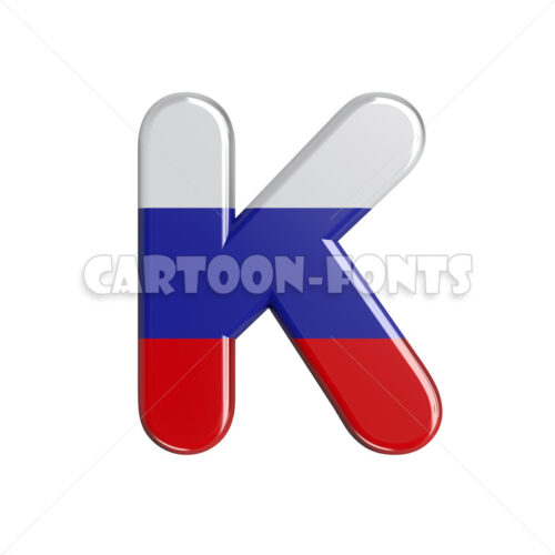 russian flag character K - Uppercase 3d letter - Cartoon fonts - High quality 3d letters and signs illustrations
