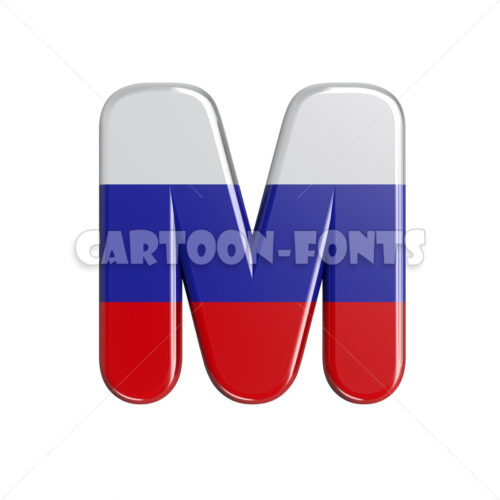 Russia font M - large 3d character - Cartoon fonts - High quality 3d letters and signs illustrations