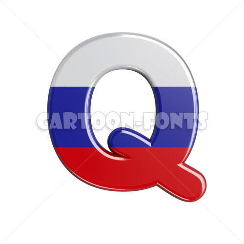 Russia flag letter Q - capital 3d font - Cartoon fonts - High quality 3d letters and signs illustrations