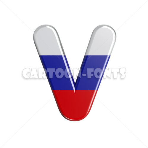 russian flag font V - large 3d letter - Cartoon fonts - High quality 3d letters and signs illustrations