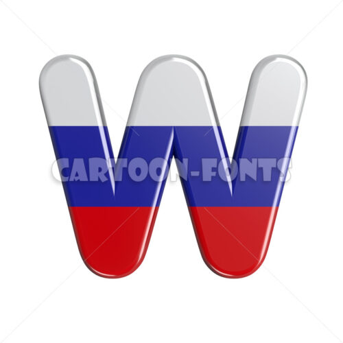 russian character W - Upper-case 3d font - Cartoon fonts - High quality 3d letters and signs illustrations