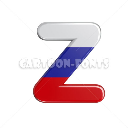 Russia flag character Z - large 3d letter - Cartoon fonts - High quality 3d letters and signs illustrations