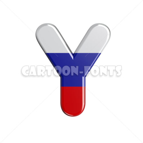 russian flag letter Y - Upper-case 3d font - Cartoon fonts - High quality 3d letters and signs illustrations