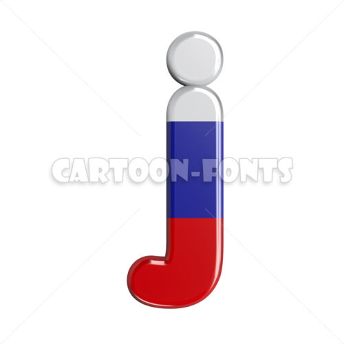 russian flag letter J - small 3d character - Cartoon fonts - High quality 3d letters and signs illustrations