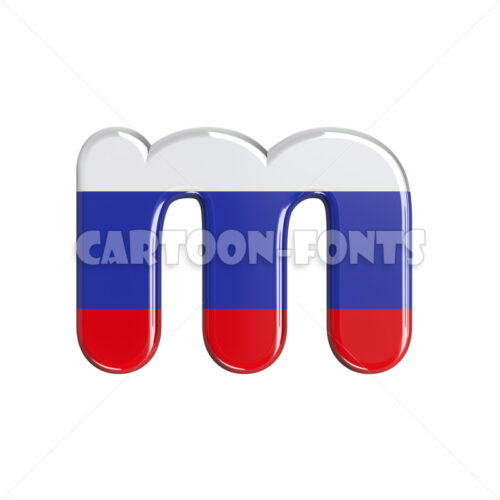 Russia flag character M - Lower-case 3d font - Cartoon fonts - High quality 3d letters and signs illustrations