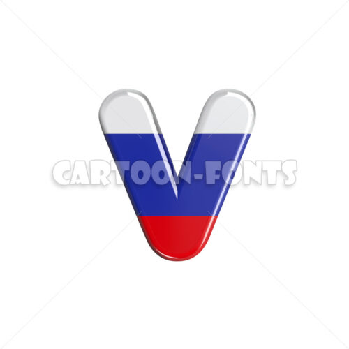 Russia flag character V - Minuscule 3d font - Cartoon fonts - High quality 3d letters and signs illustrations